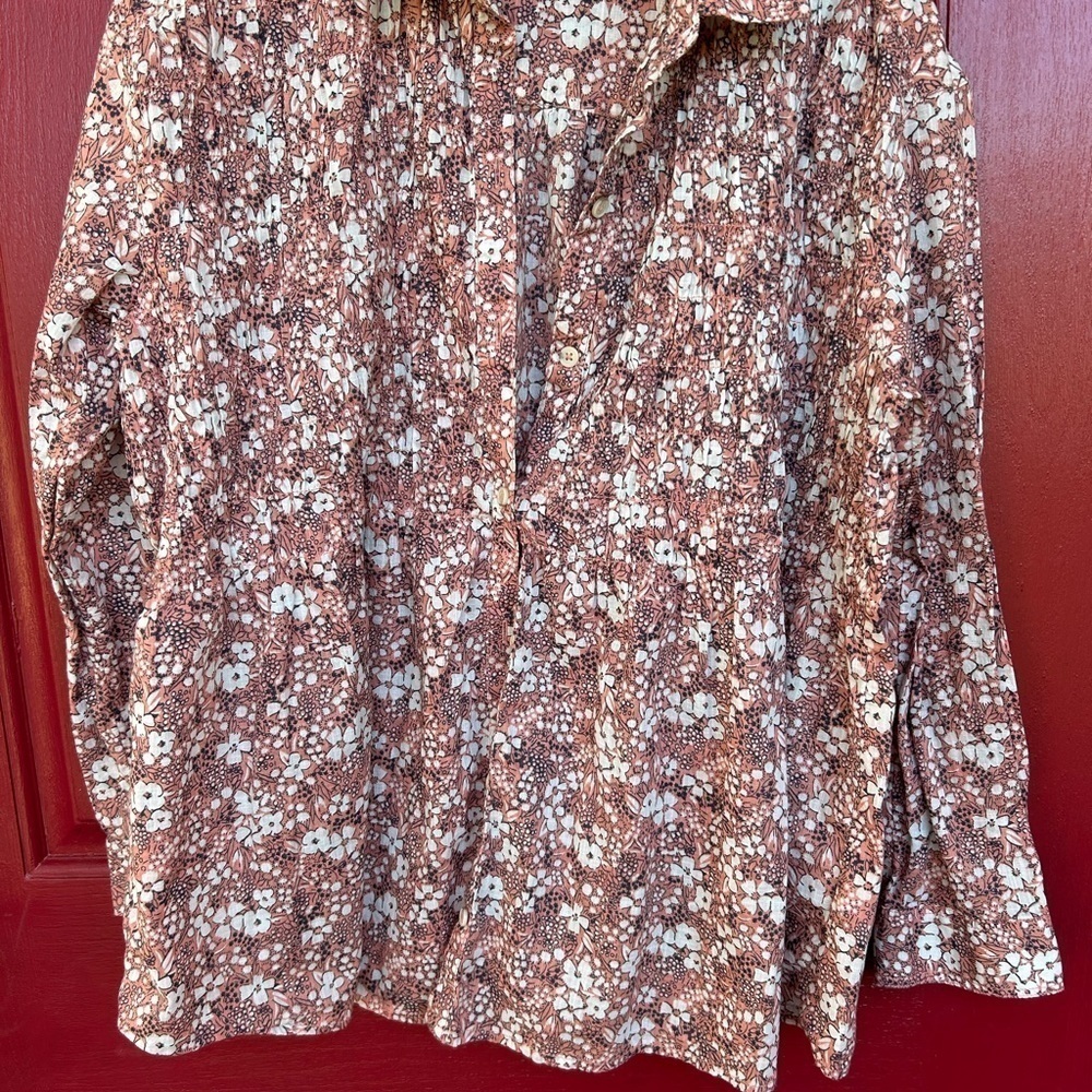 PILCRO Anthropologie Sasha Smocked boho floral Button Down Top M Cottagecore - Picture 3 of 14